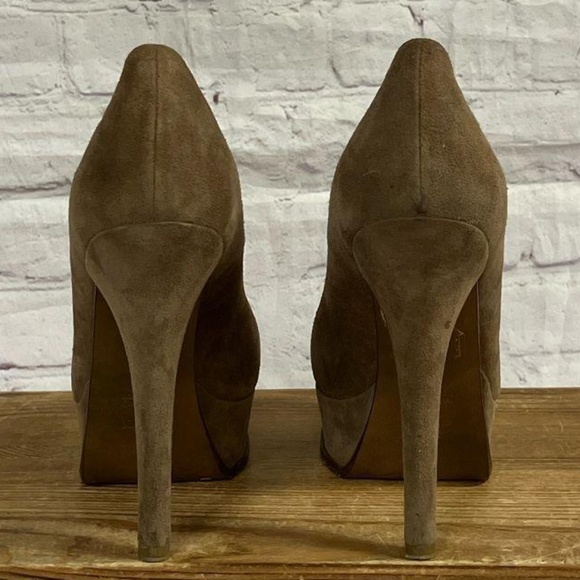 Fendi Authentic Brown Suede Platform Heels Sz 38 - Picture 8 of 12